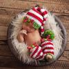 Vomdrok Newborn Photography Props Outfits Christmas Hat Leggings Infant Baby Boy Girl Photoshoot Costume (Red green) view 2