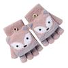 BXT Kids Winter Knitted Convertible Fingerless Gloves Cute Warm Flip Top Mittens with Mitten Cover for 5-12 Ages Boys Girls view 1