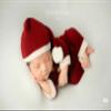 Vomdrok Newborn Photography Props Outfits Christmas Hat Leggings Infant Baby Boy Girl Photoshoot Costume (Red) view 4