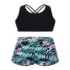 Manyakai Kids Girls Two Piece Swimsuit Hawaiian Tankini Set Sports Swimwear Beach Bathing Suit Black&Green 8 Years view 1