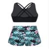 Manyakai Kids Girls Two Piece Swimsuit Hawaiian Tankini Set Sports Swimwear Beach Bathing Suit Black&Green 8 Years view 2