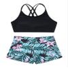 Manyakai Kids Girls Two Piece Swimsuit Hawaiian Tankini Set Sports Swimwear Beach Bathing Suit Black&Green 8 Years view 3