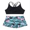 Manyakai Kids Girls Two Piece Swimsuit Hawaiian Tankini Set Sports Swimwear Beach Bathing Suit Black&Green 8 Years view 4