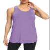 Bestisun Long Yoga Workout Tank Tops Tennis Sports Shirts Loose fit Gym Exercise Clothes for Women Purple M view 3