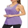 Bestisun Long Yoga Workout Tank Tops Tennis Sports Shirts Loose fit Gym Exercise Clothes for Women Purple M view 4