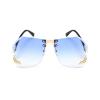 2 Pack-Irregular Rimless Sunglasses Women Men Alloy Frame Oversize Gradient Sun Glasses Fashion Female Clear Shades (blue&purple yellow) view 2
