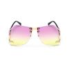 2 Pack-Irregular Rimless Sunglasses Women Men Alloy Frame Oversize Gradient Sun Glasses Fashion Female Clear Shades (blue&purple yellow) view 3