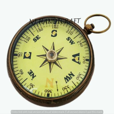 Antique Nautical Solid Brass Marco Polo Marine Pocket Compass Reenactment Replica