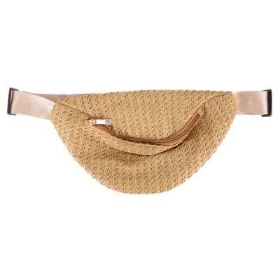 1pc Imitation Straw Woven Waist Bag for Lightweight Crossbody Pouch for Keys Cards and Items for Travel Shopping and Daily Use