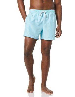 Amazon Essentials Men's Swim Trunks with Mesh Lining, Pockets, Drawstring Closure, Light Blue, X-Large