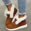 Flat Boots Cute Warm Winter Durable Shoes Casual Fashion Fur Lining Ankle Snow Boots Loafer Flats Platform Thick Plush Shoes for Women Brown view 2