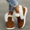Flat Boots Cute Warm Winter Durable Shoes Casual Fashion Fur Lining Ankle Snow Boots Loafer Flats Platform Thick Plush Shoes for Women Brown view 4