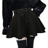 IDEALSANXUN Gothic Plaid Mini Skirts for Womens Short High Waist Plaid Skirts (XX-Small, A Pure Black) view 2