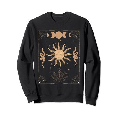 Dark Academia Aesthetic Tarot Card Sun Moon Phase Snakes Sweatshirt
