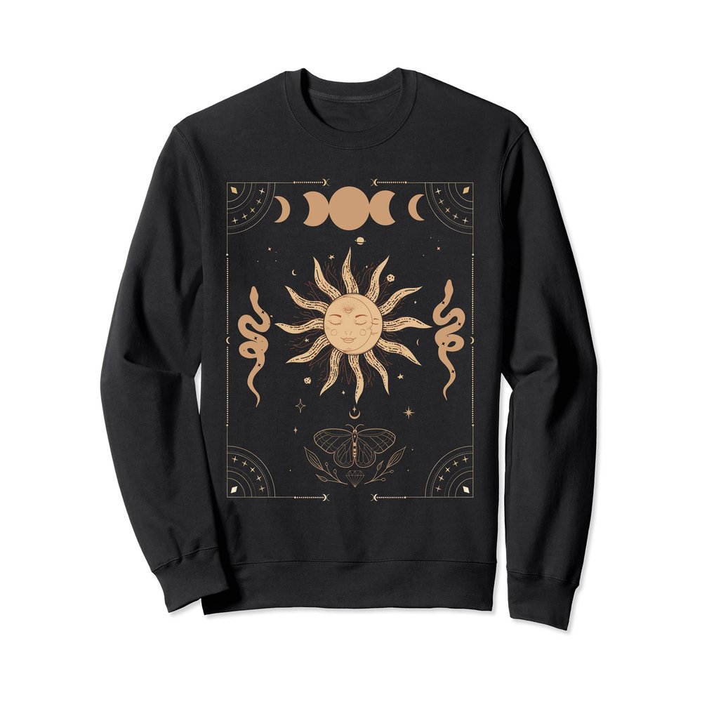 Dark Academia Aesthetic Tarot Card Sun Moon Phase Snakes Sweatshirt