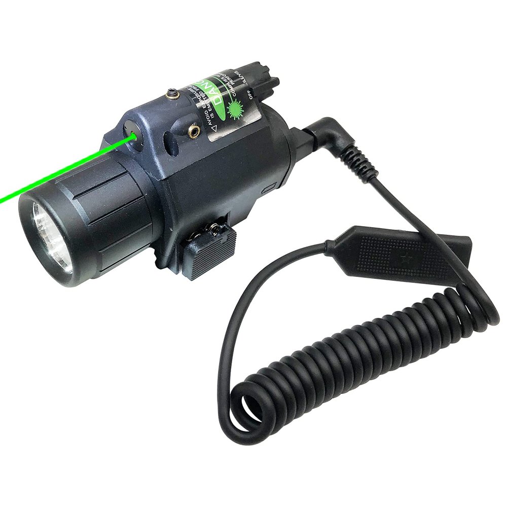 MOSANDON Compact Flashlight with Laser Sight, Green Red Laser Sight and 200 Lumens Flashlight Combo with Remote Pressure Switch Pad for 20mm Weaver Picatinny Rail Mount for Pistol Handgun Rifles