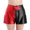 ABAFIP Women's Shiny Dance Shorts Cross Front High Waist Rave Festival Hot Short Pants with Pockets Red-Black X-Large view 1