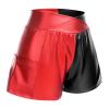 ABAFIP Women's Shiny Dance Shorts Cross Front High Waist Rave Festival Hot Short Pants with Pockets Red-Black Small view 4