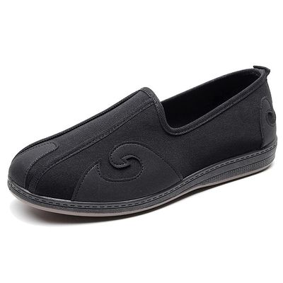 MATERUIEYES Retro Cloth Shoes Male Low Help Ethnic Embroidery Lazy Shoes (Black,7.5)