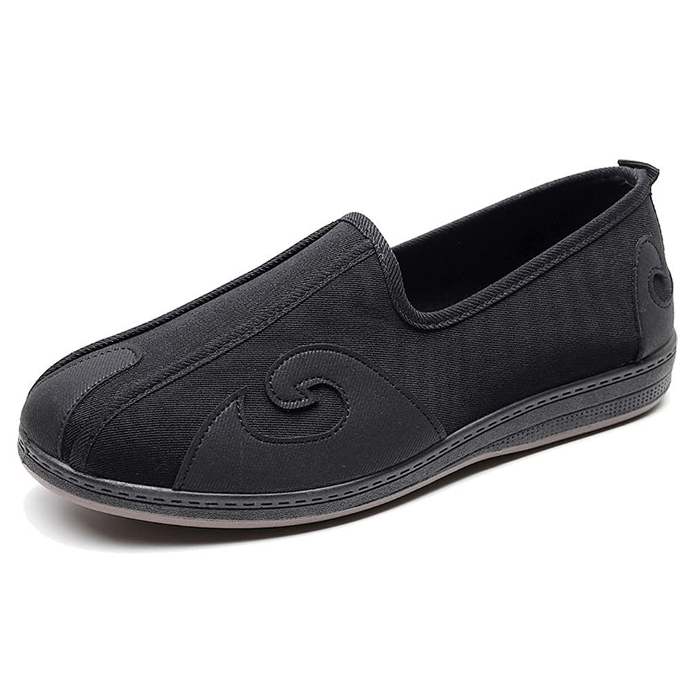 MATERUIEYES Retro Cloth Shoes Male Low Help Ethnic Embroidery Lazy Shoes (Black,7.5)