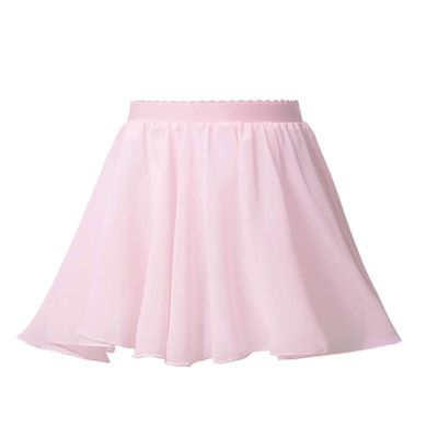 Aislor Kids Girls Chiffon Pleated Mini Pull-On Wrap Skirt Ballet Dance Costumes for Stage Performing Dancewear Pink R 7-8 Years