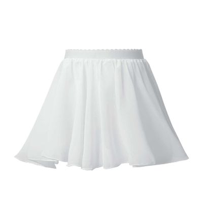 Aislor Kids Girls Chiffon Pleated Mini Pull-On Wrap Skirt Ballet Dance Costumes for Stage Performing Dancewear White R 7-8 Years