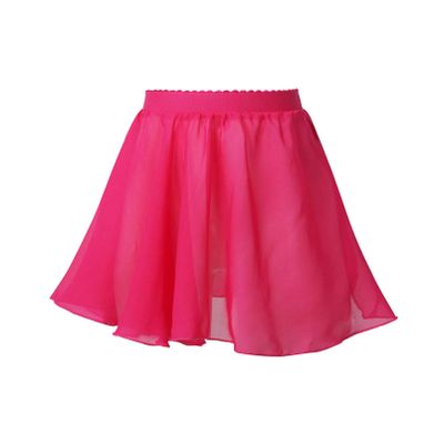 Aislor Kids Girls Chiffon Pleated Mini Pull-On Wrap Skirt Ballet Dance Costumes for Stage Performing Dancewear Hot Pink R 3-4 Years