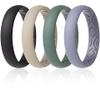 ThunderFit Women Breathable Silicone Bridal Rings Sets For Her, Wedding Bands - 4mm Wide, 1.5mm Thick - 1-12 Variety Multipack view 1