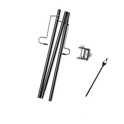Outdoor Aluminum Alloy Camping Lamp Holder Double-Head Hook Multi-Function Lamp Pole Portable Camping Lamp Double-Ended Lighting Pole Black