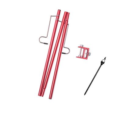 Outdoor Aluminum Alloy Camping Lamp Holder Double-Head Hook Multi-Function Lamp Pole Portable Camping Lamp Double-Ended Lighting Pole Red