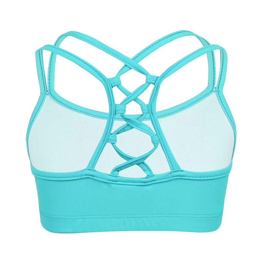 Manyakai Kids Girls Basic Sports Bra Criss Cross Back Workout Cami Crop Top Gymnastics Dance Performing Top Mint Green 4 Years