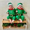 AGQT Baby Boys Santa Claus Costume Holiday Elf Romper Santa's Helper Costume Onesie with Hat Xmas Clothes 1st Christmas Outfit Set Green Size 3-6 Months view 2
