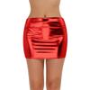 Lejafay Women's Stretchy Shiny Metallic Liquid Mini Skirt Wet Look Bodycon Short Mini Skirt Red One Size view 2