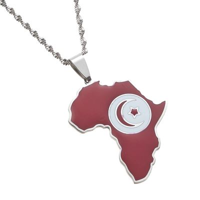 Africa Map Tunisia Map Pendant Necklaces Silver Color Gold Color Jewelry Map Tunisia Gift (silver)