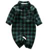 AGQT Toddler Boys Christmas Outfit Green Plaid Suit Long Sleeve T-Shirt Jumpsuit Gentleman Formal Xmas One Piece Romper Suit (Green and Black Grid, 18-24 Months) view 1