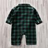 AGQT Toddler Boys Christmas Outfit Green Plaid Suit Long Sleeve T-Shirt Jumpsuit Gentleman Formal Xmas One Piece Romper Suit (Green and Black Grid, 18-24 Months) view 3