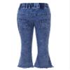 Agoky Kids Girls Vintage Flared Jeans Casual Slim Fit Denim Pants Elastic Waist Bell-Bottoms Stylish Sweatpants Jeggings Light Blue 2 view 2