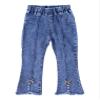 Agoky Kids Girls Vintage Flared Jeans Casual Slim Fit Denim Pants Elastic Waist Bell-Bottoms Stylish Sweatpants Jeggings Light Blue 2 view 3