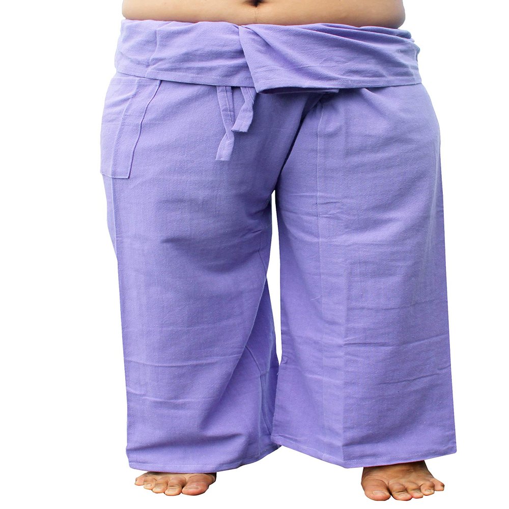 RaanPahMuang Plain Thick Muang Cotton Fisherman Wrap Tall Pants Plus, XX-Large-3X-Large Tall, Pale Violet