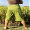 RaanPahMuang Thai Fisherman Shorts Men/Women, Loose Yoga, Pirate, Harem Pants, 100% Cotton, Unisex Kimono Pants, X-Small-Small, Acid Green view 3