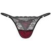easyforever Mens Sissy See-through Lace Satin Patchwork Thong Underwear Lingerie Low Rise G-string Briefs Burgundy XX-Large view 1