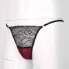 easyforever Mens Sissy See-through Lace Satin Patchwork Thong Underwear Lingerie Low Rise G-string Briefs Burgundy XX-Large view 4