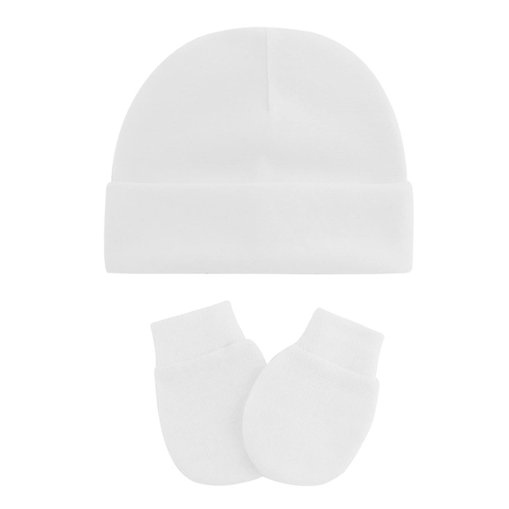 Zando Baby Hats and Mittens Infant Beanie Caps Newborn Hospital White Hat Essentials Warm Knit Beanie Safety Anti-Scratch for Halloween Ghost Supernatural Purity Boys Girls 0-6M