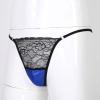 easyforever Mens Sissy See-through Lace Satin Patchwork Thong Underwear Lingerie Low Rise G-string Briefs Royal_Blue XX-Large view 4