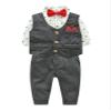 Alvivi Infant Baby Boys 3Pcs Gentleman Tuxedo Suit Bowtie Tops + Waistcoat + Elastic Waist Pants Fall Outfit Grey 18-24 Months view 1