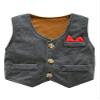 Alvivi Infant Baby Boys 3Pcs Gentleman Tuxedo Suit Bowtie Tops + Waistcoat + Elastic Waist Pants Fall Outfit Grey 18-24 Months view 3