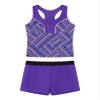 Freebily Little Girls Two Pieces Summer Boyshort Tankini Set Beachwear Swimsuit for Kids Purple 4 view 1
