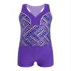 Freebily Little Girls Two Pieces Summer Boyshort Tankini Set Beachwear Swimsuit for Kids Purple 4 view 3