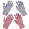 2 Pairs Women's Winter Touch Screen Gloves Warm Fleece Lined Knit Gloves Elastic Cuff Winter Texting Gloves (Grey, Pink) view 1