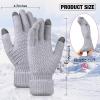 2 Pairs Women's Winter Touch Screen Gloves Warm Fleece Lined Knit Gloves Elastic Cuff Winter Texting Gloves (Grey, Pink) view 2